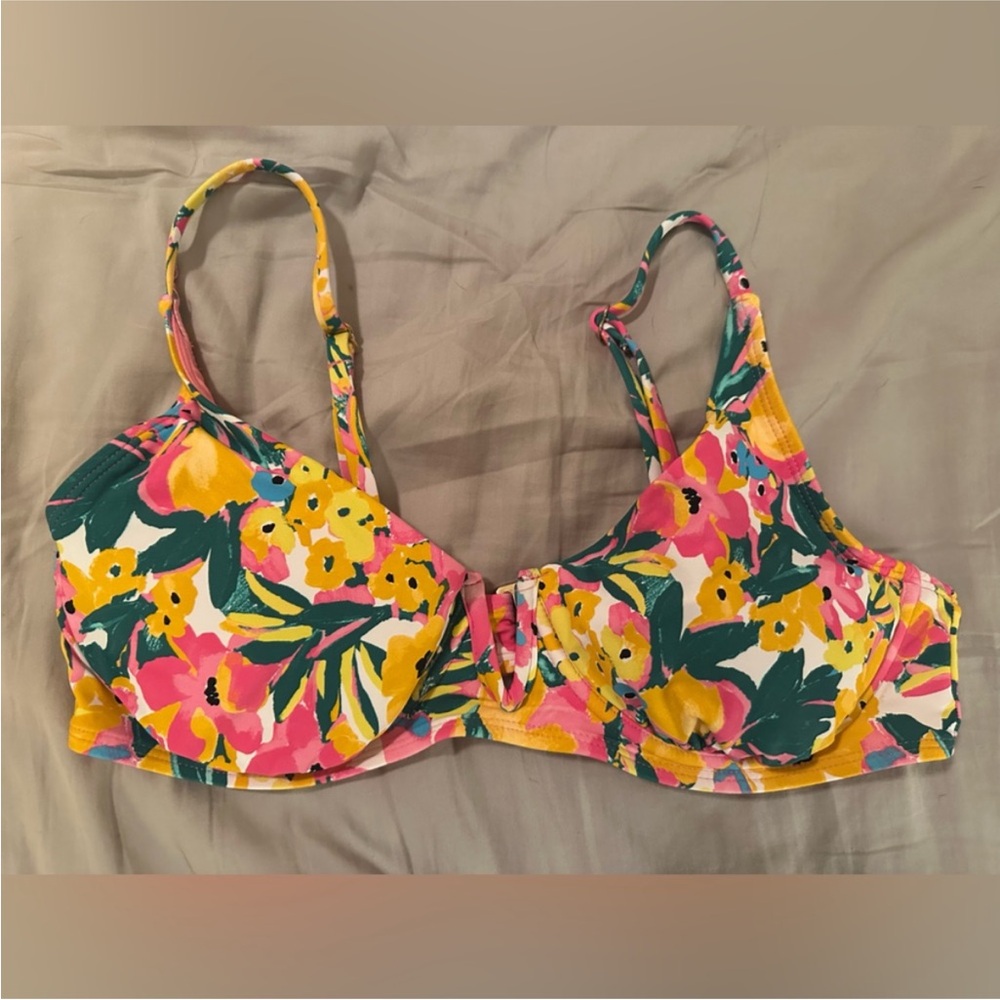 Anne Cole Floral Bikini Top - Pink, Yellow, Green